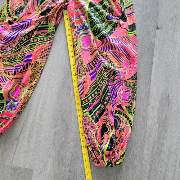 Vintage 70s 80s Vibrant Print Genie Artsy Multicolor Wide Leg Jumpsuit Sz Small - Picture 13 of 16